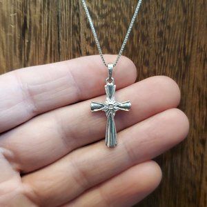 18 Inch 925 Sterling Silver Stylish Cool Cross Pendant Necklace